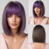 4a98270bb7372aa1 Short Wine Red For Women Bury Bob Wigs With Thick Bangs Heat Resistant Synthetic Wig