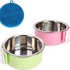 4aa6737140f3a657 Crate Dog Cat Bowls, Removable Stainless Steel Hanging Pet Cage Bowls for Kennel, Water Food Feeder Bowls Cage Coop Cup for Cats, Dogs, Rabbits and Small Animals (Small, Pink)