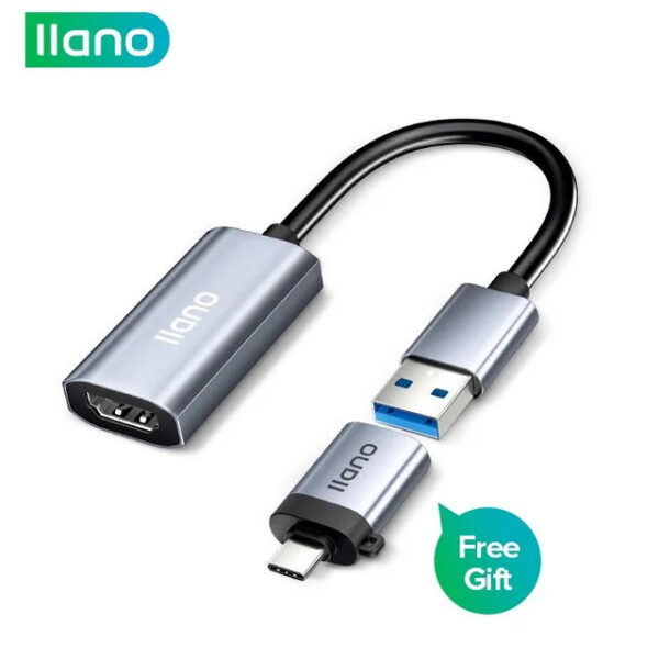 Llano 2 in 1 USB/Type-C Capture Card Game Streaming Recording Device Video Collector 1080P 4K HDMI to USB Type-C Live