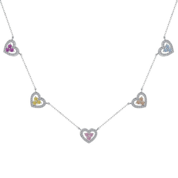 S Sier Heart Women Hollow Diamond Pendant Necklace Female Sparkling 5A Zircon Design Jewelry Girl Holiday