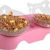 MILIFUN Cat Bowls, Cat Food Bowls Elevated Tilted, Anti Vomiting Kitty Bowls for Puppy and Bunny, Orthopedic Cat Bowls for Indoor Cats. (Pink)