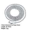 Effie Queen Italian 1.2mm1.5mm 1.7mm Diamond-Cut Rope Chain Necklace 40cm-60cm 100% Sier Woman Man Jewelry Gift DSC29