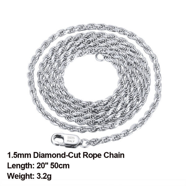 Effie Queen Italian 1.2mm1.5mm 1.7mm Diamond-Cut Rope Chain Necklace 40cm-60cm 100% Sier Woman Man Jewelry Gift DSC29