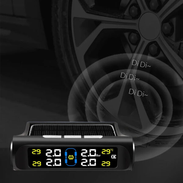 4abce9ab4f65def1 Intelligent TPMS Solar Tyre Monitoring System Parking Sensors For Cars Temperature Tire Air Pressure Gauge