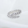 Classic Brand Designer S Designers Ring Sier Plated for Women Open Snake Pattern Easy to Deform Lady Bone Rings Full Diamond Top Level Gift Casual Fashion Party