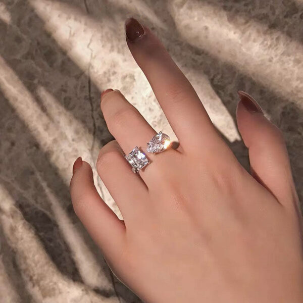 4ae5110420342f71 Hot New Sterling Sier Pear Cut Emerald cut Simulated Diamond Wedding Party Vintage Open Ring Fine Jewelry Christmas Gifts