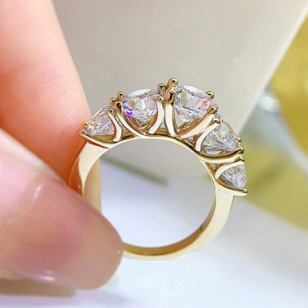 IOGOU 3.6CTTW All Moissanite Wedding Ring 5 Stone Sparkling Diamond Engagement Band Sterling Sier Jewelry for Women