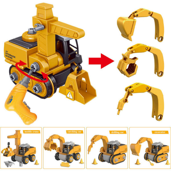 4b0bb9481146dd36 Kids Engineering Vehicle Electric Drill Tool Toys Match Children Educational Assembled Sets Tools For Boys Nut Building Gift