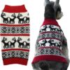 4b10ba41590c30a0 White Embroidery Snowflake Ugly Vintage Knit Reindeer Holiday Festive Christmas Dog Sweater Dress for Puppy,X-Small (XS) Size Back Length 9"