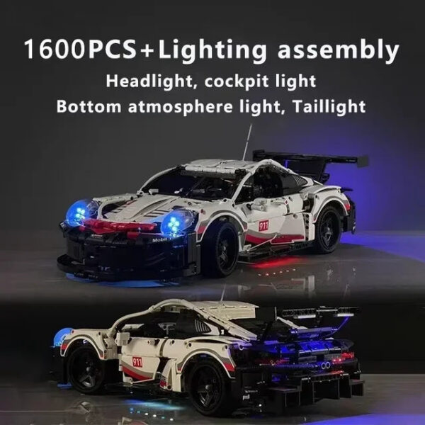 4b19f9867a525279 1600+PCS 911RSR Technical 1:8 Building Blocks RC with Lights Racing Car Compatible 42096 Famous Sport Vehicle Model DIY Kid Toy