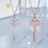 4b1e8fd3695648e8 Real Sterling Sier Pendant Gold Plated Fashion Diamond Key Necklace New Wedding Dinner Party Fine Jewelry for Women