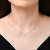 Rose Four Leaf Clover Moissanite Necklace Sier Plated Yellow/White Gold Diamond Choker Chain for Women Jewelry