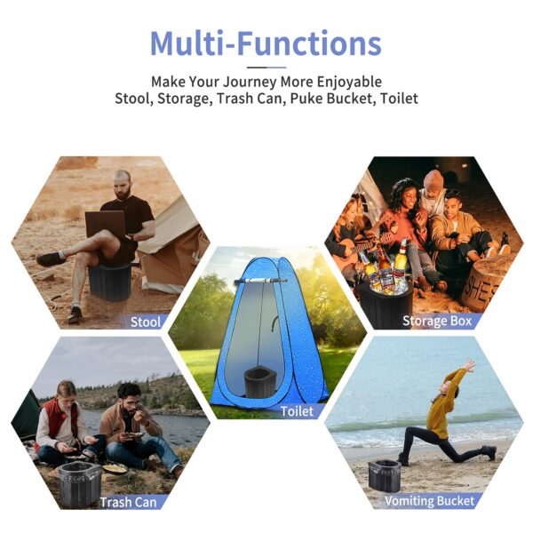 4b2dd7548b905153 Portable Adults, Porta Potty Travel Commode Bucket Toilet for Camping, Car, Travel, Outdoor, Hiking, Backpack, Trips, Tent, Boat, Beach, Traffic Jam, Home