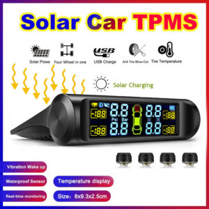 4b44dc5527f25732 Intelligent TPMS Solar Tyre Monitoring System Parking Sensors For Cars Temperature Tire Air Pressure Gauge