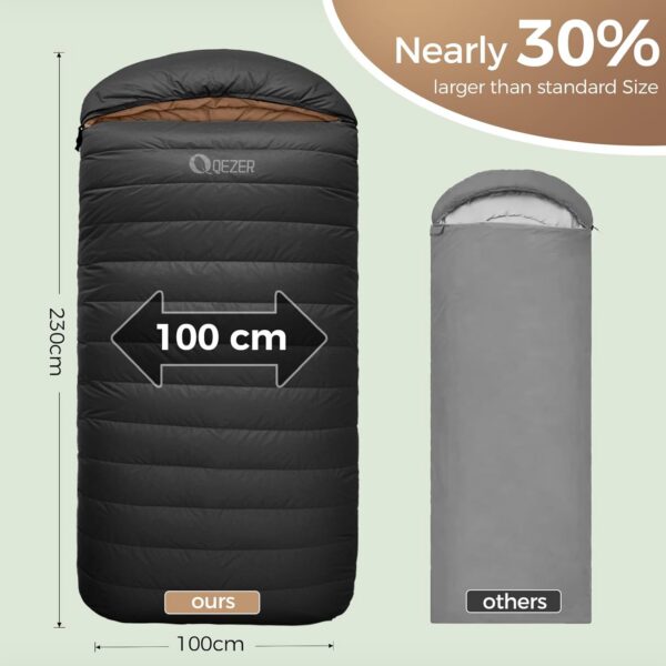 4b4a325e0ec7840b QEZER XXL Down Sleeping Bag,230cm x 100 cm Extra Large Sleeping Bag Lightweight and Warm for 3~4 Seasons Adults Outdoor Camping, Hiking and Backpacking
