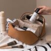 Large Capacity Travel Portable Leather Cosmetic Women Bathroom Wash Bag Multifunctional Toiletry Kit