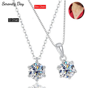 4b60043f859fecec 1ct D VVS1 Moissanite Pendant Necklace for Women Wedding Bridal 100% S925 Sterling Silver Necklace Plated 18K Anniversary Gift