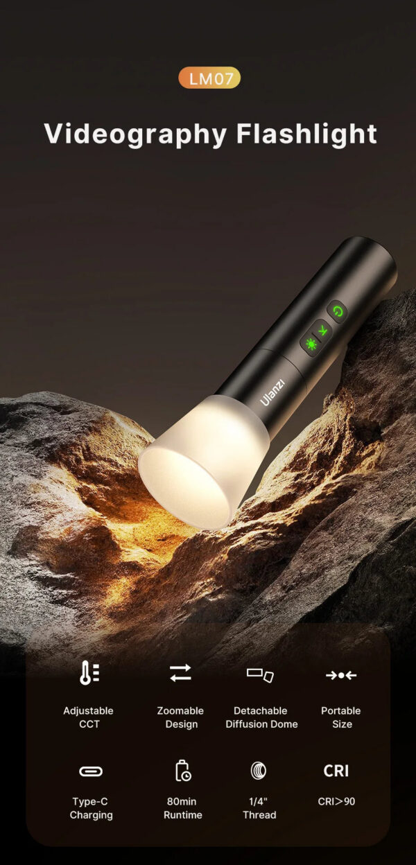 4b659e3d4e366f9d Ulanzi LM07 Videography Flashlight Zoomable Photography Fill Light Ambience Light with 1/4'' Thread for Camera Stand Cage