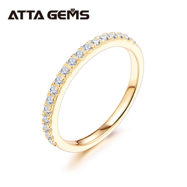 ATTAGEMS Rose Gold Plated Diamond Pass Test Round Excellent Cut Total 0.27 CT Moissanite Ring for Girls tail Jewelry