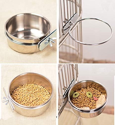 4b7b6cd3550d55dd Pet Feeder Water,10oz 20oz 30oz Bird Hamster Small Animal Cup with Holder,Stainless Steel 10oz Cage Coop Hook Cup for Small Animal Cage Bowl (10oz Stainless Steel Bowl)