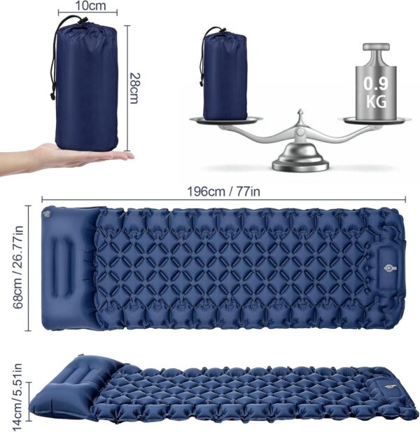 Kiaitre Isomatte Selbstaufblasend, 9CM Ultraleichte Aufblasbare Luftmatratze mit, Tragbare Kompakte Camping Matratze Luft Isomatte für Camping, Wandern, Rucksackreisen und Wanderreisen