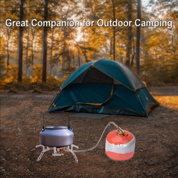 Portable Camping Gas Stove with 1LB Propane Tank Adapter, Foldable Camp Stove Backpacking Stove with Piezo Ignition for Outdoor Hiking Cooking Burner