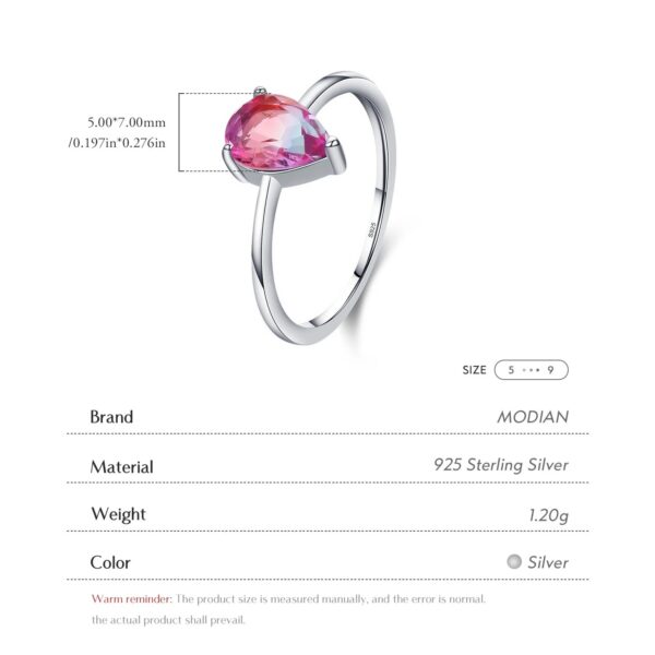 4b9cf213c5bf530d Modian Fashion Cocktail Color Ring Pure 925 Sterling Silver 6 Shape Geometric Tourmaline Finger Rings for Women Fine Jewelry