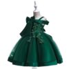 Off-shoulder Women's Gown Tank Bow Beaded Detailing Princess Dress For Girls