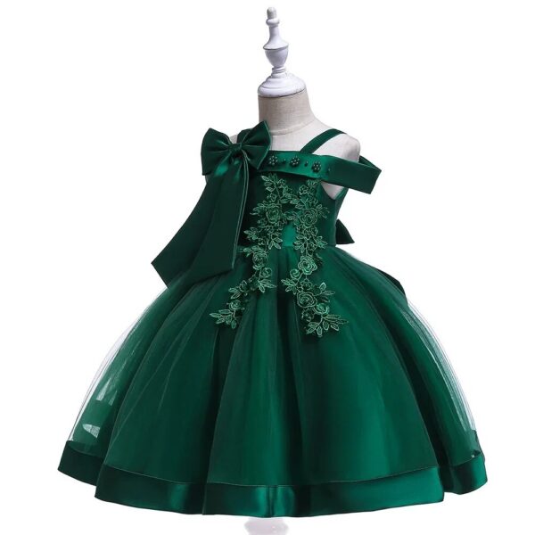 Off-shoulder Women's Gown Tank Bow Beaded Detailing Princess Dress For Girls