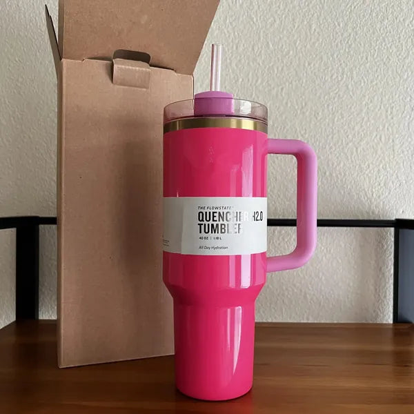 4ba82368273cb196 New Chocolate Gold US STOCK Cosmo Pink Quencher H2.0 Co-Branded 40oz Mugs With Handle Insulated Tumblers Lid Straw Stainless Steel Coffee Valentines Day Cup