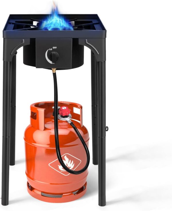 4bab099060424a8b Outvita 150,000 BTU Portable Gas Camping Stove, Outdoor Propane Burner with 20psi Regulator, High Pressure Single Cooker Camp Cooking Home Brewing and Frying