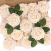 N&T NIETING Artificial Flowers, 25Pcs Fake Flowers Roses Perfect for DIY Wedding Bouquets Centerpieces Bridal Shower Party Home Flower Arrangement Decorations, Rainbow Color
