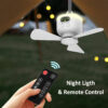 Portable Camping Tent Ceig Canopy 8000mah Rechargeable Wireless Fan Air Circulators with Remote Control Light