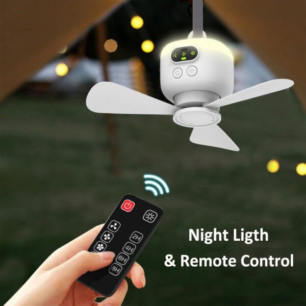 Portable Camping Tent Ceig Canopy 8000mah Rechargeable Wireless Fan Air Circulators with Remote Control Light