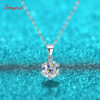 Smyoue D Color 1 2 3 Carat Moissanite Necklace For Women Six Prong Simulated Diamond Pendant Sterling Sier Wedding Jewelry