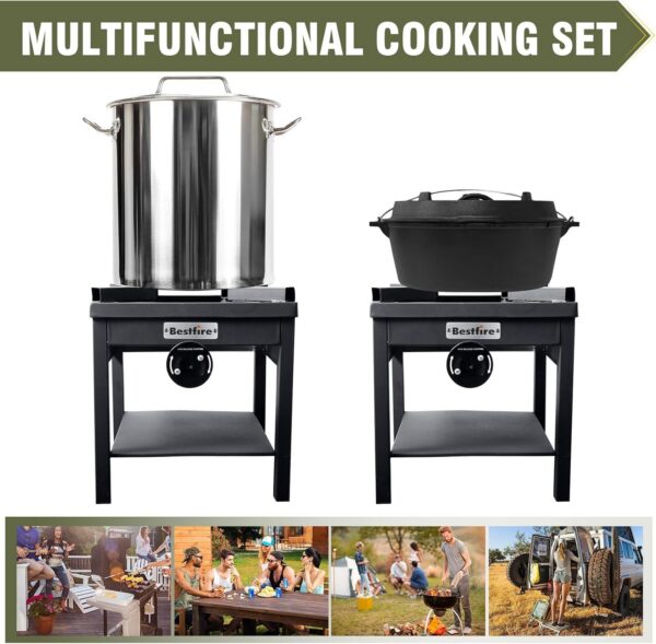 4bba4dfb9ec4df31 260,000 BTU Outdoor Propane Gas Stove with 0-30 PSI Adjustable Regulator and Steel-Braided Hose for Outdoor Home Cooking and Turkey Frying