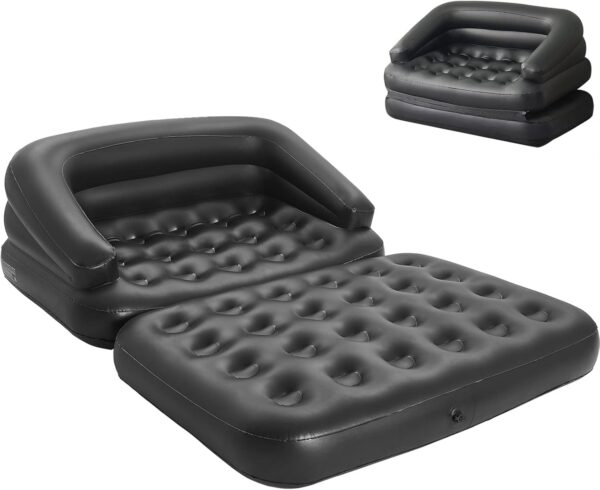 DIMAR GARDEN Inflatable Couch Flocked Blow Up Couch Mattress,Outdoor Air Sofa Bed for Camping,Full Size