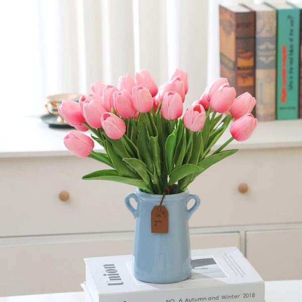 4bc9c9c5c3db3f2f Dark Pink Tulips Artificial Flowers 20Pcs Real Touch Faux Fake Tulips Flowers for Home Office Wedding Decor Artificial Tulips Flower Arrangement Bouquet Faux Flowers for Decoration