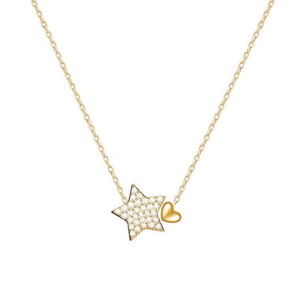 4bcd4cbb26893419 Birthday Gift Sterling Sier Cute Shiny Star Collar Pendant Flashing Diamond Necklace Woman Charm Jewelry Wedding Party Gif