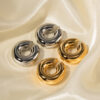 Stainless Steel Thick Cylindrical Hollow Ear Clip for Women PVD Gold Plating Waterproof Trendy Fashion Jewelry Party Gifts