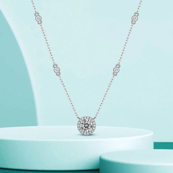 GRA Certified 0.3-3ct Moissanite for Women Sterling Sier Chain D Color VVS1 Round Cut Diamond Pendant Necklace