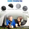 COSTWAY Double Sleeping Bag, Extra Large - 220 x 150 cm - Converts into 2 Singles, Waterproof Sleeping Bag with Free Pillows and Carrying Bag for Camping, Hiking