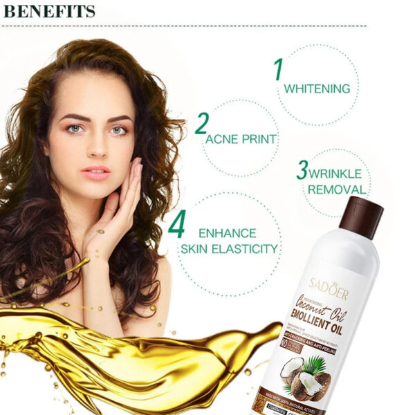 4bef665431a082ee 250ml Coconut Sooth Dry Skin Lighten Fine Lines Face Massage Oil Nourishes Hair Removes Frizz Hair Care Oil Firming Body Oil