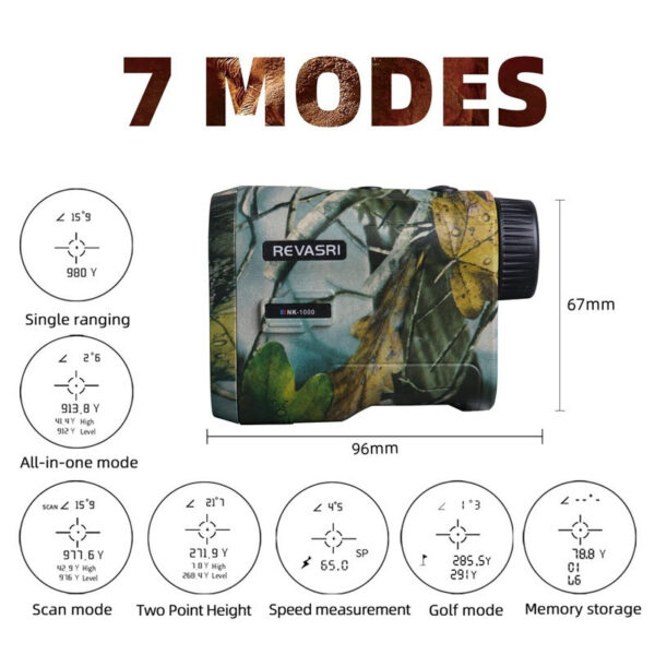 REVASRI Laser Rangefinder 1000 Yards Rechargeable Battery Hunting Range Finder with Target Acquisition Technology E