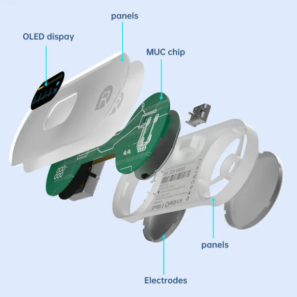 4c084517dacf4c4c Pocket ECG Monitoring Device with OLED Screen Bluetooth EKG Monitor for Rhythm Waveform, Free APP AI Analyze with iOS/Android
