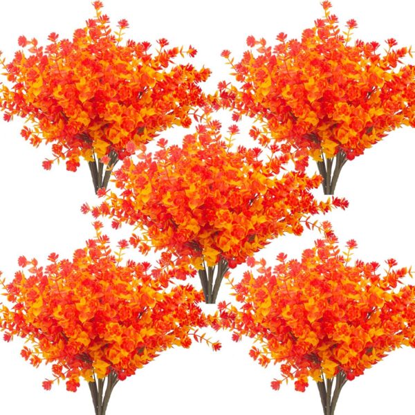 4c0c88b45b0dc2c6 Grunyia Artificial Flowers Outdoor UV Resistant Fake Plants Indoor Outside Hanging Planter Home Garden Decor, 10 Bundles (Pink)