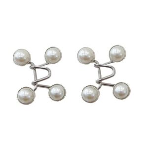 4c14c66c0fecc879 2pcs Skirt Pants Tighten Brooches Jeans Adjustable Waist Clip Button Pearl Women's Brooch Set DIY Clothing Accessories