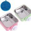 4c1740b2a16f7cbe Crate Dog Cat Bowls, Removable Stainless Steel Hanging Pet Cage Bowls for Kennel, Water Food Feeder Bowls Cage Coop Cup for Cats, Dogs, Rabbits and Small Animals (Small, Pink)