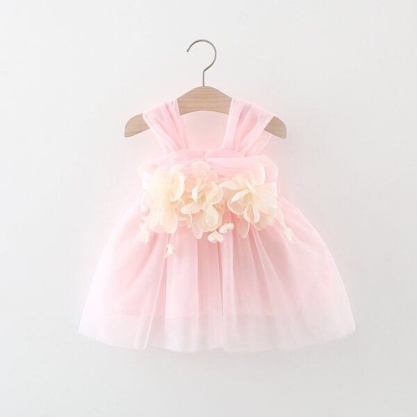 Summer Sweet Baby Girl Party Evening Dresses Wedding Flower Petal Mesh Birthday Princess Kids Costumes 0 To 3 Years Old Toddler