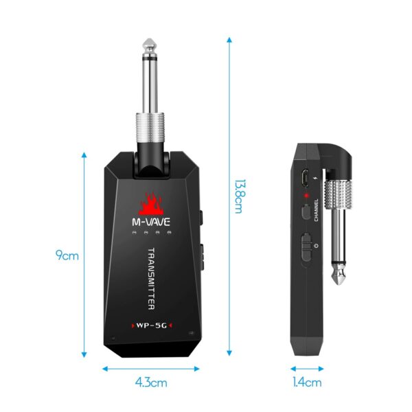 M-VAVE WP-5G 5.8G Wireless Guitar System Rechargeable Audio Transmitter Receiver Guitar Amplifier Guitar Accessory Type-C Cable
